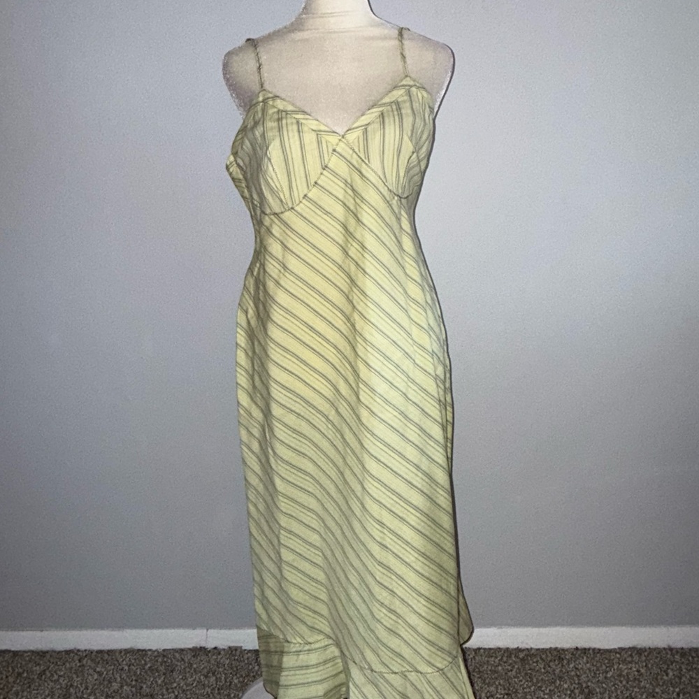 Ideology Pale Yellow Striped Maxi Slip Dress